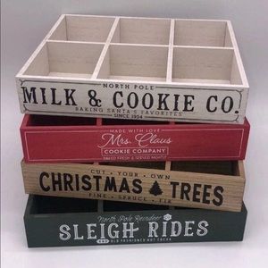 New! Target Bullseye Christmas Wooden Crate Trays